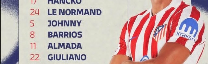 马竞客场对阵阿拉维斯先发阵容：阿尔瓦雷斯领衔，阿尔马达与汉茨科新援入选